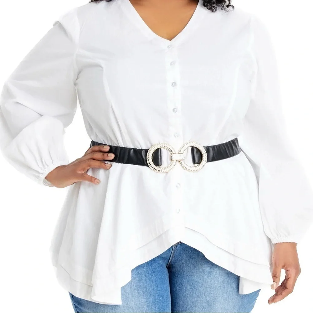 Ashley Stewart Plus Size Crystal Embellished Ruched Belt (6.0)